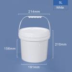Heavy Duty PP 5 Gallon Transparent Bucket White Pail Reinforced Foodsafe