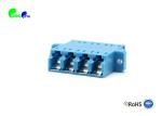 LC Female To LC Female Quad Fiber Optic Adapter With Color Blue Internal Shutter