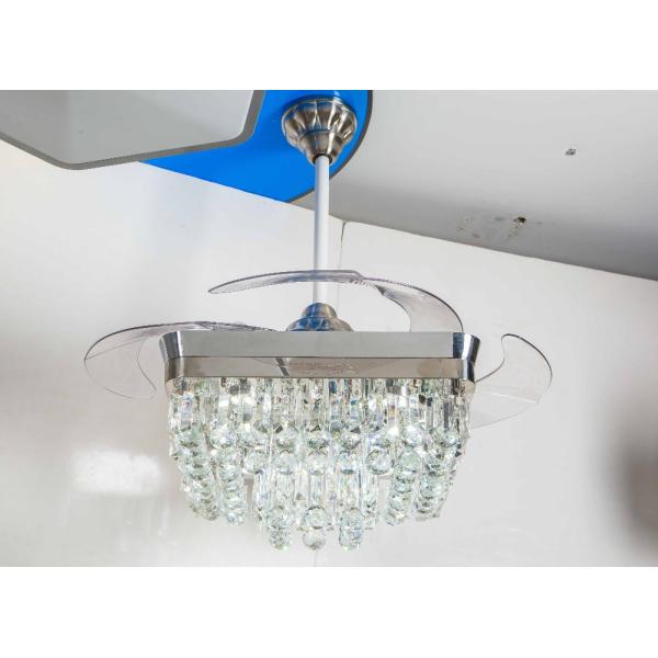 Contemporary 110v 110W Retractable Blade Ceiling Fan Chandelier Santi Nickle Color