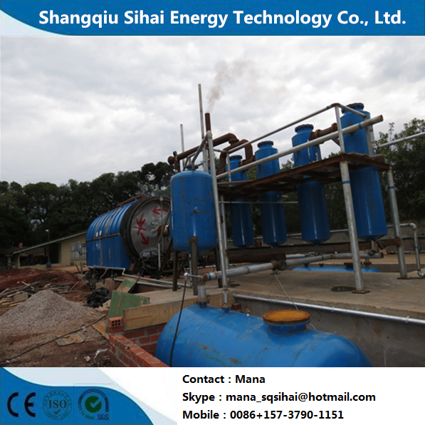 380V Used Plastic Tyres Recycling Machine For Fuel Oil Carbon Black Directly Heating