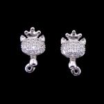 Pave Diamond Square Shaped Sterling Silver Stud Earrings For Girls / Silver