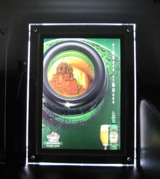 580*840mm wallmount acrylic adveting crystal light box with colorful led