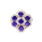 Fashion Jewelry Larger 925 Silver Ring with Created Blue Cubic Zircon Ring(FR009