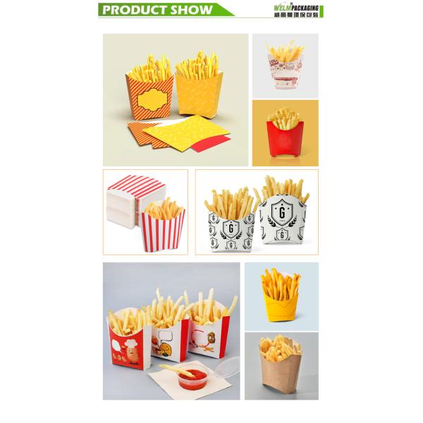 Low price custom printing logo size french fry box white cardboard biodegradable fast food takeaway box