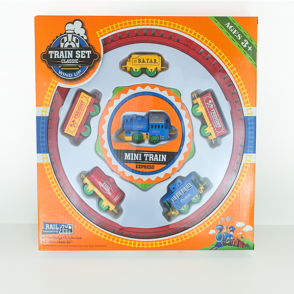 Mini Wind Up Classic Train Set Kids Toy Vehicles with Railway Track 8 Pcs