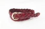 Full Grain Vintage Hand Braided Skinny Waist Belt Light Gold Buckle Color