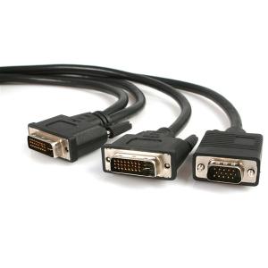 Wholesale 6 ft DVI-I Male to DVI-D Male and HD15 VGA Male Video Splitter Cable from china suppliers