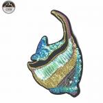 Deep Sea Fish Sequin Embroidery Patches Polyester Material With Iron / Sew On