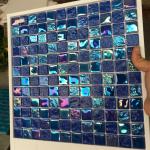 Antibacterial Square Creative Blended Blues Glass Mosaic Swimming Pool Ceramic