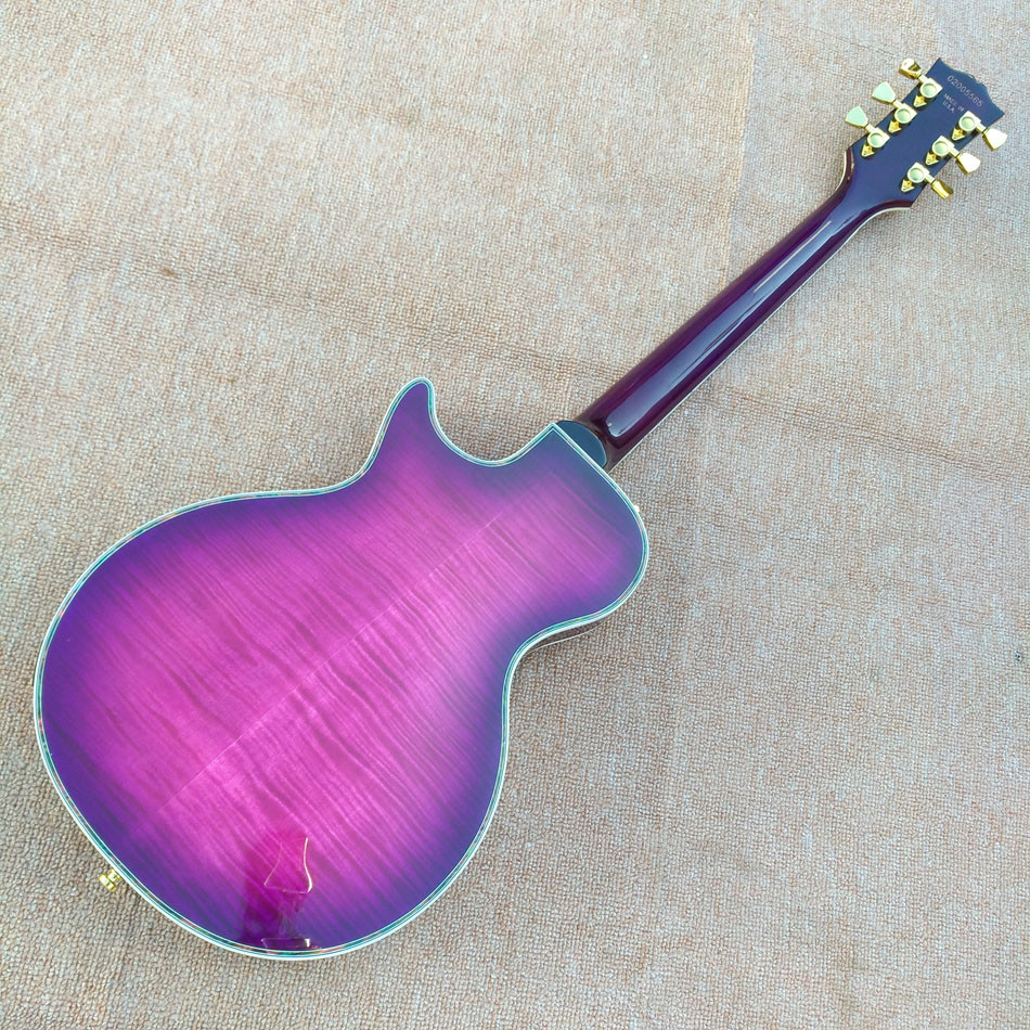 Custom LP Semi Hollow body Electric Guitar with F holes, Abalone Flower inlaid fingerboard guitar, free shipping