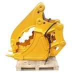 The hydraulic thumb bucket is a customizable bucket that can be used to grab
