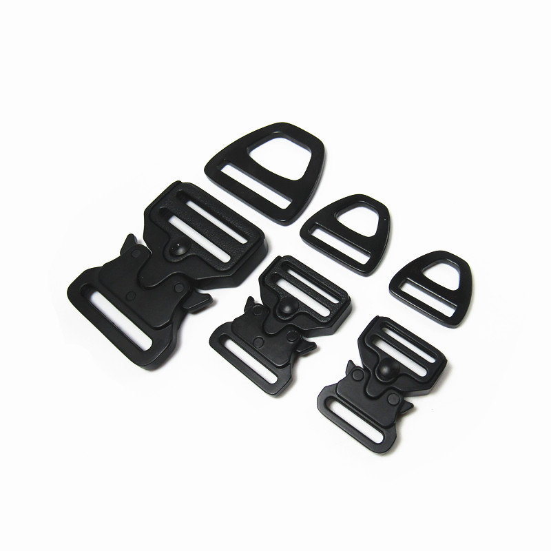 20mm/25mm/38mm Black Adjustable Metal Tactical Quick Release Buckle /Triangle Buckle Sets For Pet Accessories