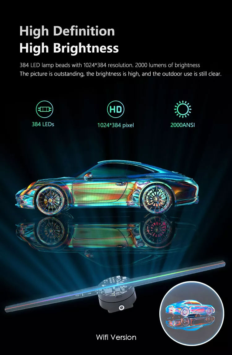 HDFocus 42cm 16gb Card Holographic Hologram Advertising Led Fan Display 3d Hologram Fan for Online Retailers