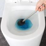 Bathroom Round TPR Toilet Bowl Cleaning Brush With Holder Free Standing