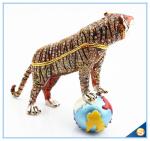 Wholesale Enamel Tiger With Ball Trinket Box Rhinestone Metal Trinket Box SCJ414