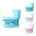 Handle Button Baby Potty Toilet in White Blue Pink Color with Solid Pattern - EN