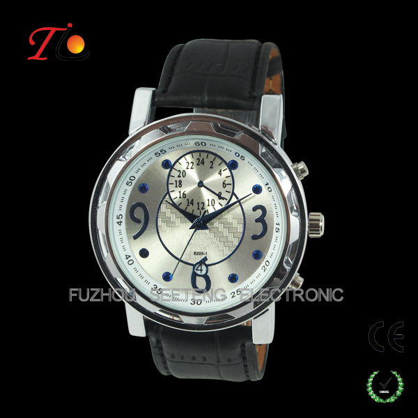 Cool Stylish Leather Strap Quartz Wrist Watch unique dial watch for Men