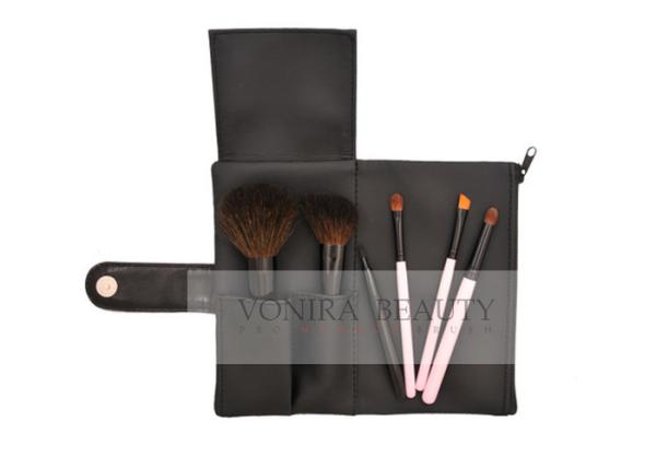 6 Piece Professional Convenient Makeup Brush Collection Copper Ferrule And