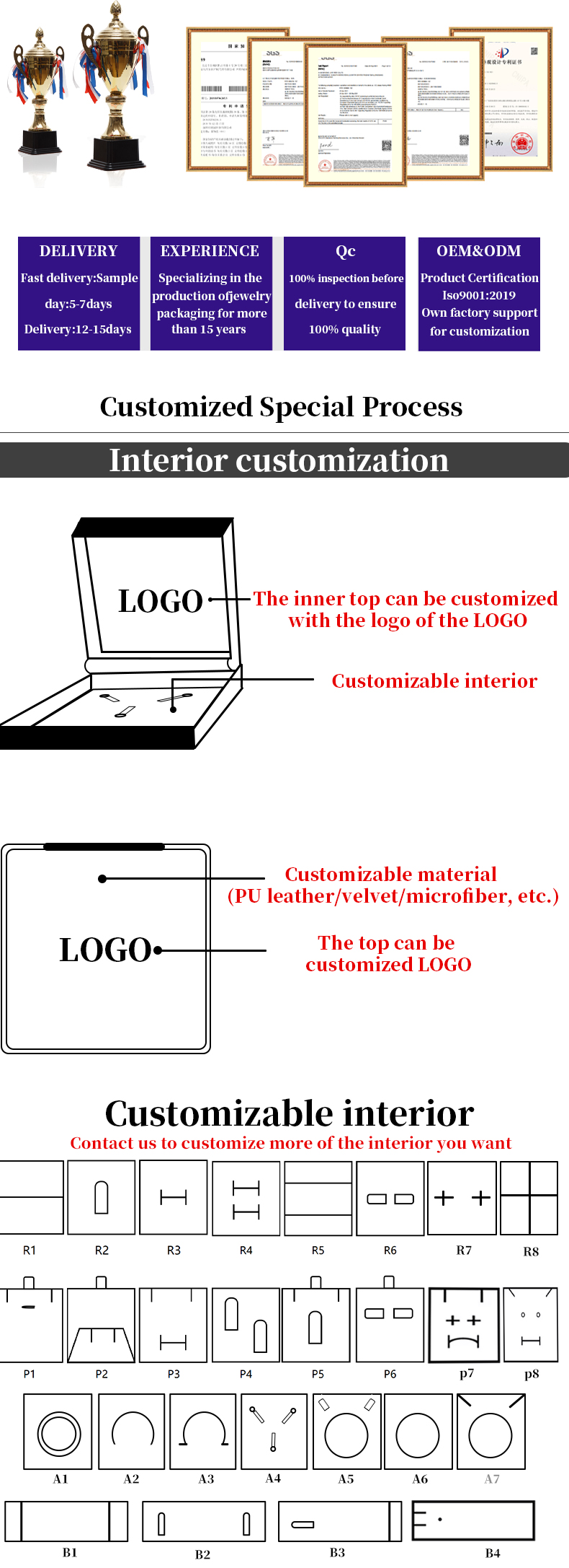 Octagonal Shape Velvet Jewelry Box for Custom Branding Necklace Bracelet and Ring