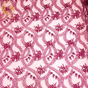 Wholesale African Sequin Lace Fabric Embroidery 1 Yard Length For Wedding Dress from china suppliers
