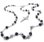 316L Stainless Steel Saint Praying Rosary Beads Ball Chain Necklaces With Jesus