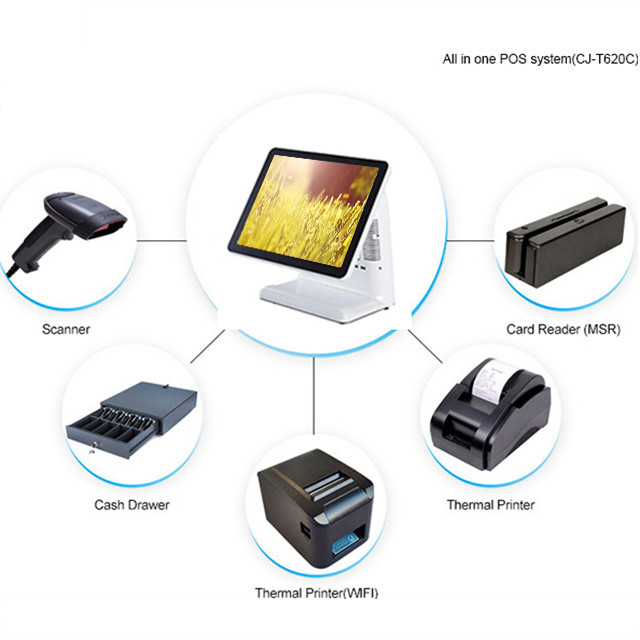 Windows XP Touch Screen Pos Terminal , 220 VFD Pos Touch Screen Computer