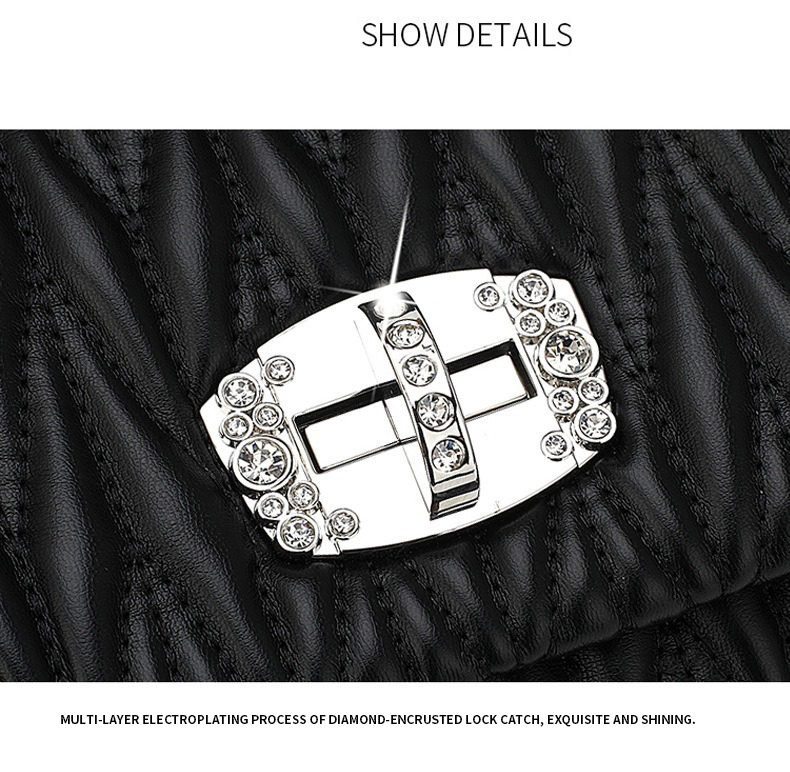 OEM/ODM Fashion Shoulder Bag Mini Crossbody Bag Chain Diamond Female Handbags Sheepskin Casual Ladies Bags