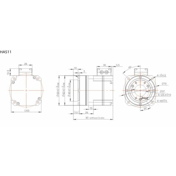 High Positional Accuracy Servo Rotary Actuator Robotic Arm Motor Side Outlet