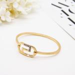 Alloy Gold Zircon Bracelet 62mm Inner Diameter Round Hoop For Gift Party