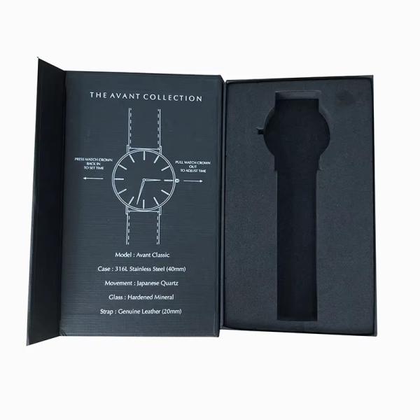 Custom logo Luxury Black Cardboard Smart Watch Magnetic Gift Packaging Box