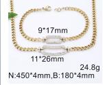 Gold Stainless Steel Necklace Horseshoe Buckle Rhinestone Cuff Bracelet