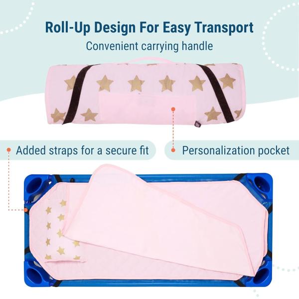 Modern Nap Mats For Preschool Soft Cotton Blend With Pillow Elastic Straps