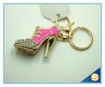 Rhinestone High Heeled Shoes Connecting Metal Key Chain Metal Charm Pendant