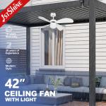 3 Color Led Light IP44 Outdoor Waterproof Ceiling Fan With 4 MDF Blades