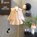 110CM 43IN Winter Children'S Clothing Toddler Matching Plaid Skirt And Jacket