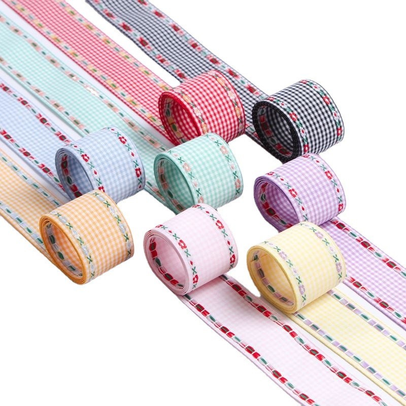 7mm-38mm Blue Embroidered Ribbon ISO9001 Embroidered Floral Ribbon