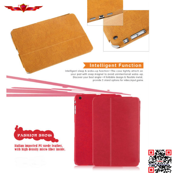 100% Brand New Import Smart PU Leather Cover Case For Ipad Mini Support Multi Stand