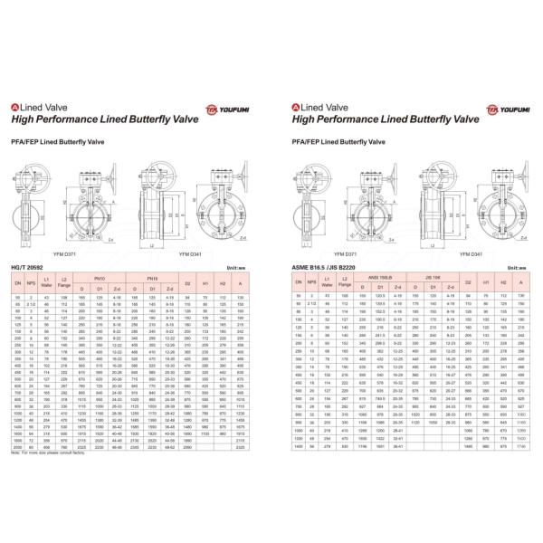 Lug Type PTFE Lined Butterfly Valve 2 inch JIS Standard For Pharmaceutical