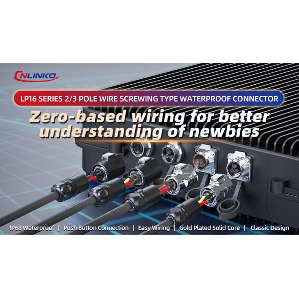 CNLINKO LP16 Industrial Plug and Socket Male Female M16 Round 2 Pin Waterproof Cable Connector