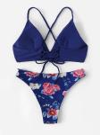 Tiered Layer Tie a Knot Front Top With Low waist Bikini swimsuit high cut