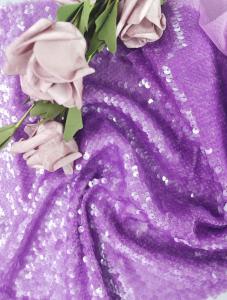China Purple Color Tulle Sequin Embroidered Fabric For Evening Dress on sale
