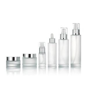 Wholesale 80ml Cosmetic Packaging Containers Face Cream Glass Bottle Set With Dropper Spray Lid from china suppliers