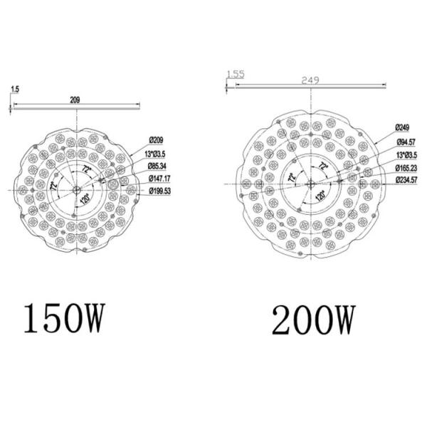 60W 100W 150W 200W AC Round LED Module for UFO LED High Bay Light