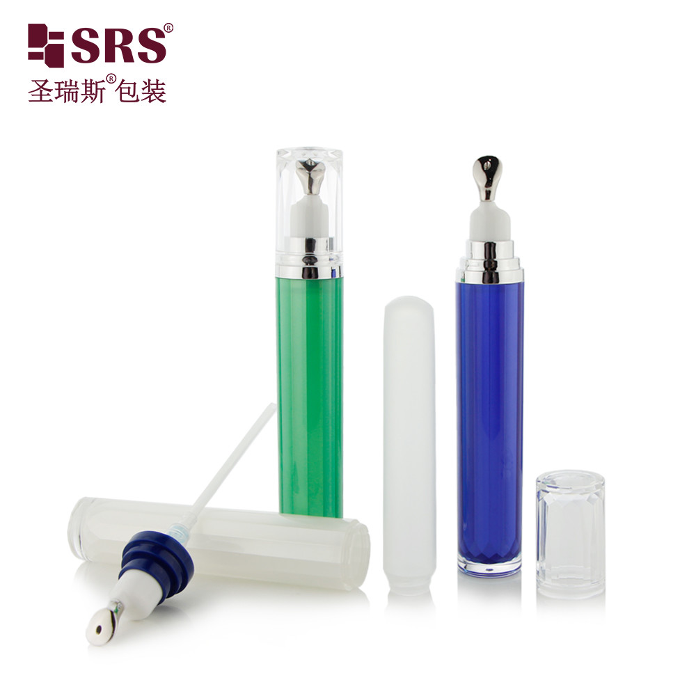 LR001-15ML Luxury Customize Painted Blue Green White Color Acrylic Double Wall Lotion Pump Bottle Container