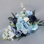 Ice Blue Rose Bride Holding Flowers Bridesmaid Bouquet Wedding Corsage Wrist