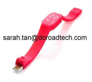 Wholesale Promotional Gift Silicone Wristband USB Flash Drive with LED Indicating Time from china suppliers