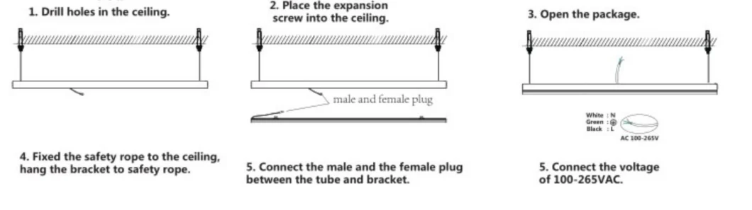 2FT 20W 5 Years Warranty LED Tri Proof Light For Warehouse, Subway, Workshop, Supermarket, Shopping Mall
