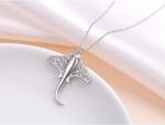 Sterling Silver High Polished Seashell Necklace Pendant with 18" Box Chain