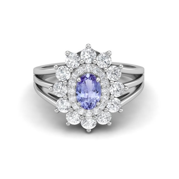 Tanzanite & White Lab-Created Sapphire Boxed Set Sterling Silver