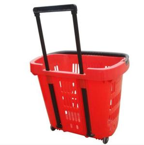 Wholesale Virgin PP Wheeled Shopping Trolley Durable Pull Lift Plastic Basket 2Pcs Handle from china suppliers